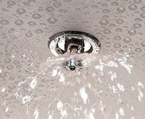 Fire sprinkler going off